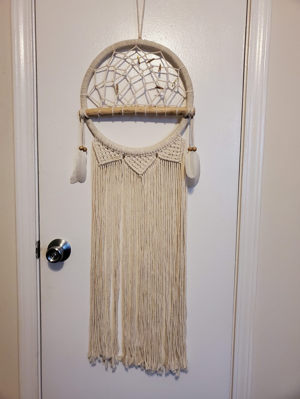 Handmade Cream Macrame Dreamcatcher Wall Hanging
